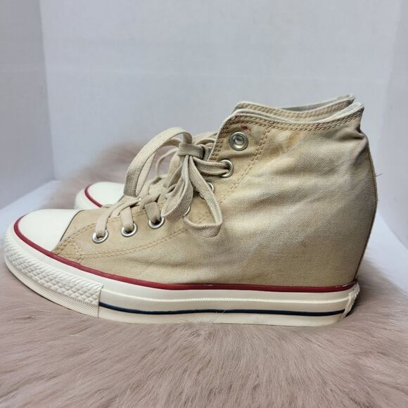 Converse Chuck Taylor All Star Lux Mid Hidden Wedge Sneaker Shoes Size8 - Picture 3 of 12